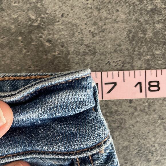 American Eagle Baggy Wide Leg Jeans Womens 10 Super High Rise Distressed Grunge - Picture 9 of 12